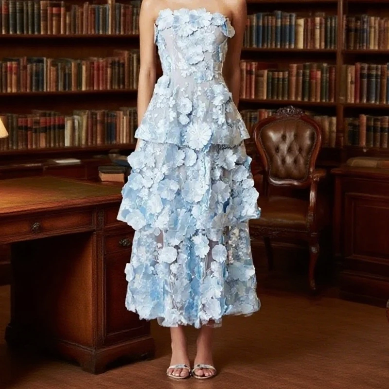 

Layered Breasts Evening Dress Flowers Luxurious Women's Evening Dresses for Special Occasions Party Prom Events Customized