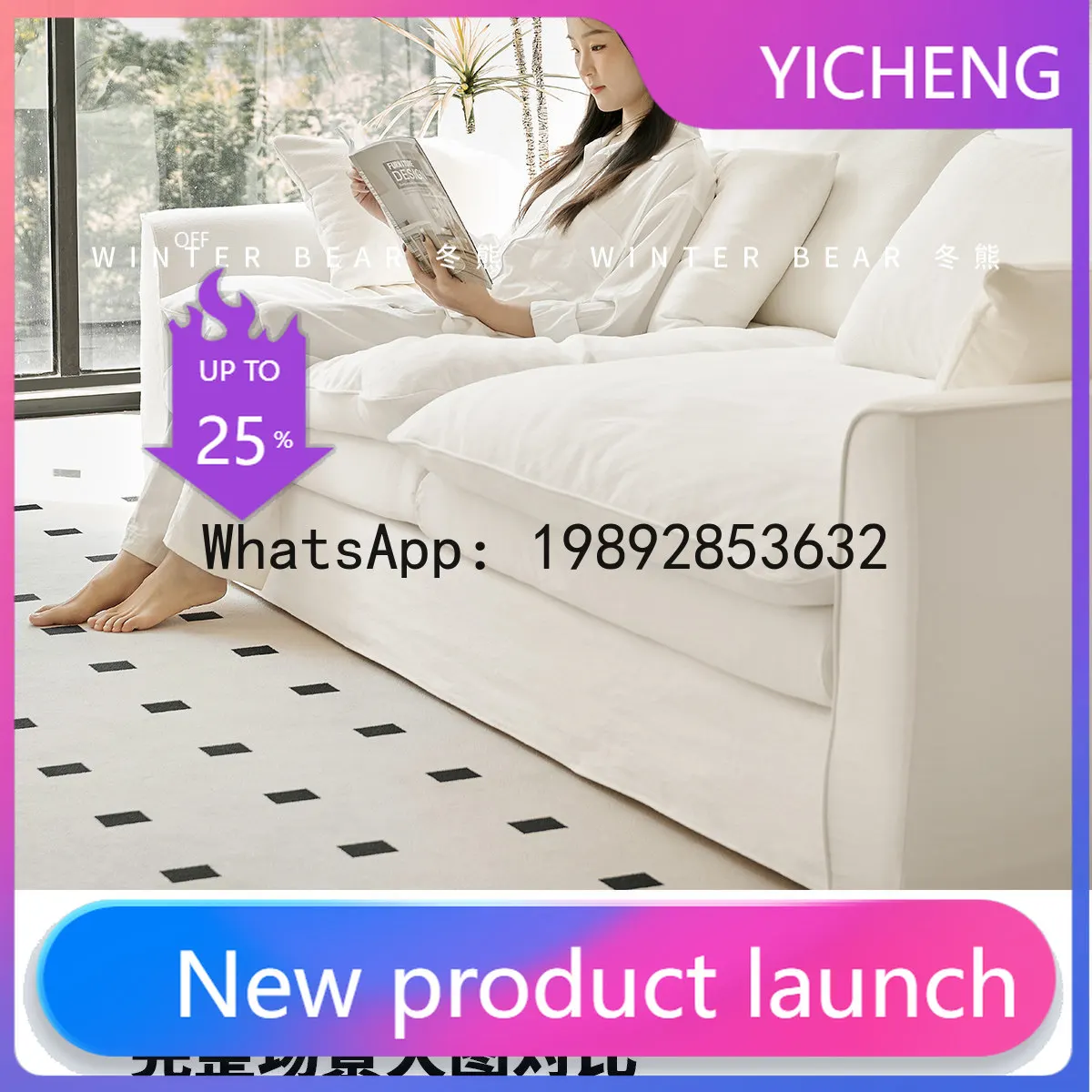 

HYS Cream Wind Living Room Small Unit Removable and Washable Linen Fabric Sofa