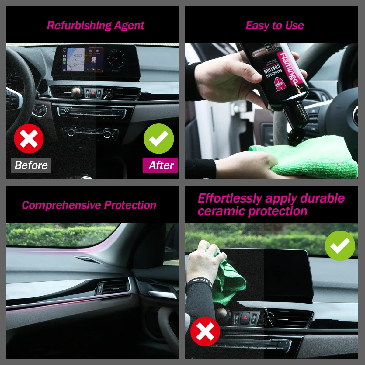 Flamingo F137 300ml Dashboard Coating Car Interior Cleaner For Auto Detailing and Restoration All Purpose Solvent