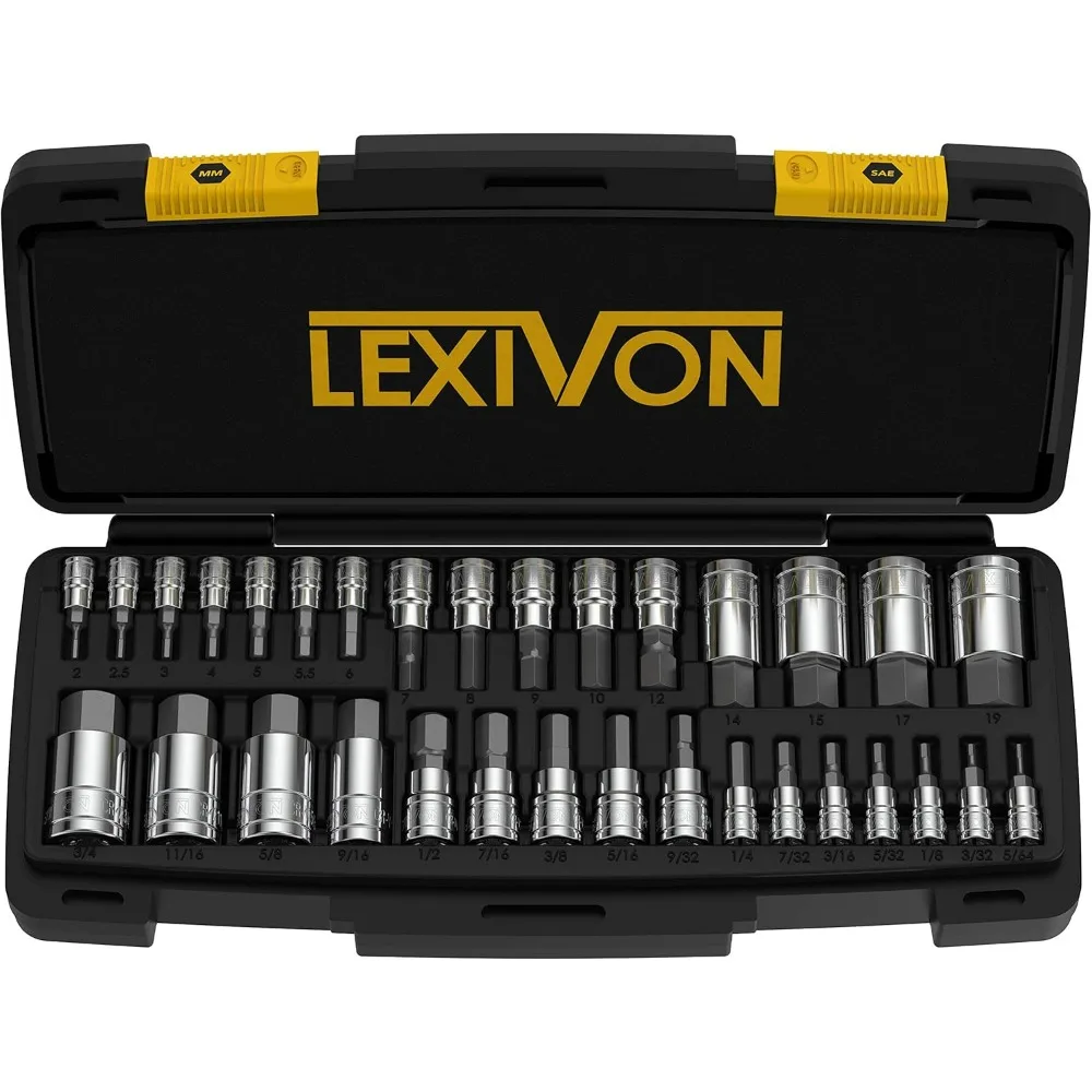 Master HEX Bit Socket Set, Premium S2 Alloy Steel | Complete 32-Piece, SAE and Metric Set | Enhanced Storage Case (LX-144)