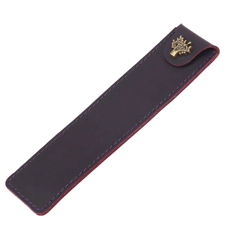 2X estuche para bolígrafo de cuero genuino, estuche para lápices individual con botón a presión para bolígrafo estilográfico Rollerball