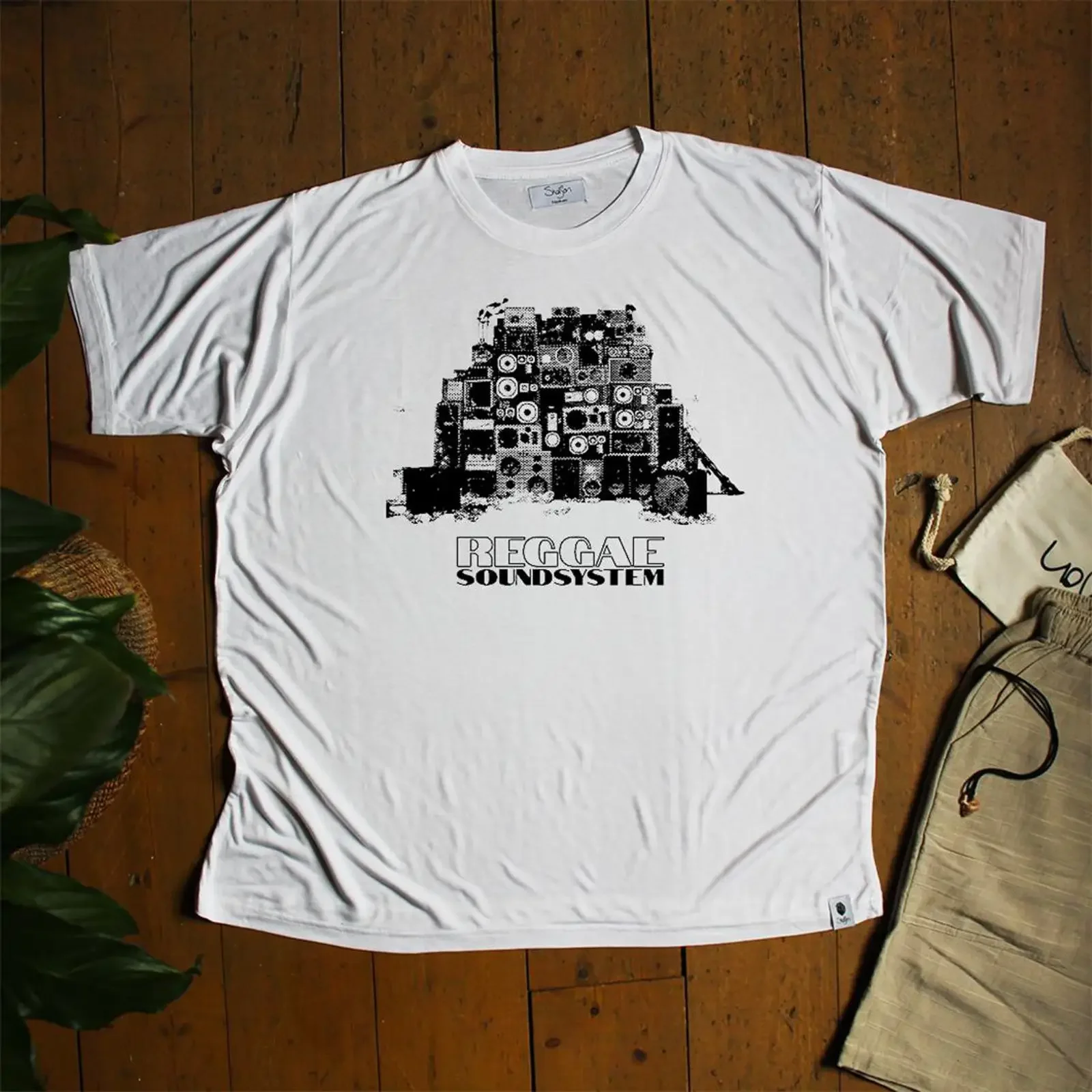 Reggae Sound System Organic Bamboo T Shirt Vintage Speaker Stack Dub Music Jamaican Culture Lover vintage Washed