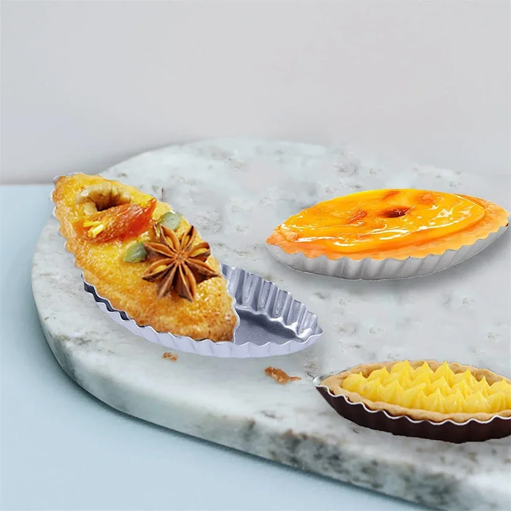 Aluminum Boat Mini Cake Tart Mold Mousse Dessert Cupcake Pudding Mold Kitchen Pastry Baking Accessories 1/5/10 Pcs Cake Stand