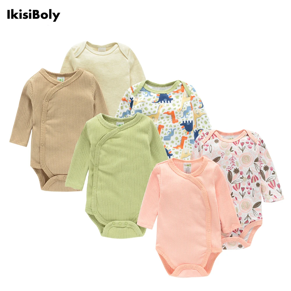 Babies 3-6-9-12M Long Sleeve Rompers Newborn Girls Boys 2-Pack Playsuits Set Infant One Piece Bodysuits Jumpsuit Outfits