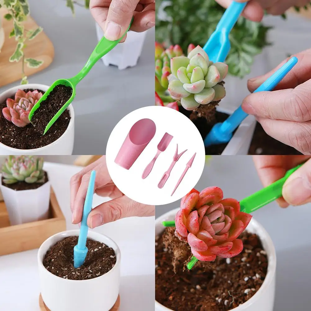 4pcs/set, Plastic Durable Bucket shovel Potted Cultivation cylinder MeatPlant soil shovel Garden Tools Mini Garden Planting Tool