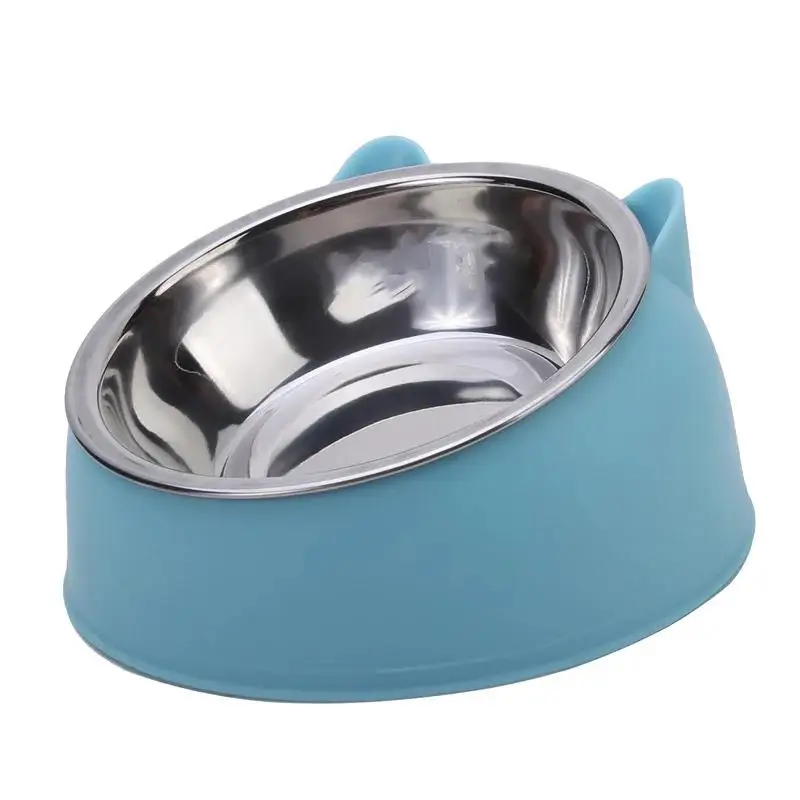 Eco-Friendly 1PcStainless Steel Cat Bowl, 15° Inclined Pet Food Dish with Non-Slip Base, Anti-Choke Feeder for Cats/Kittens/Dogs