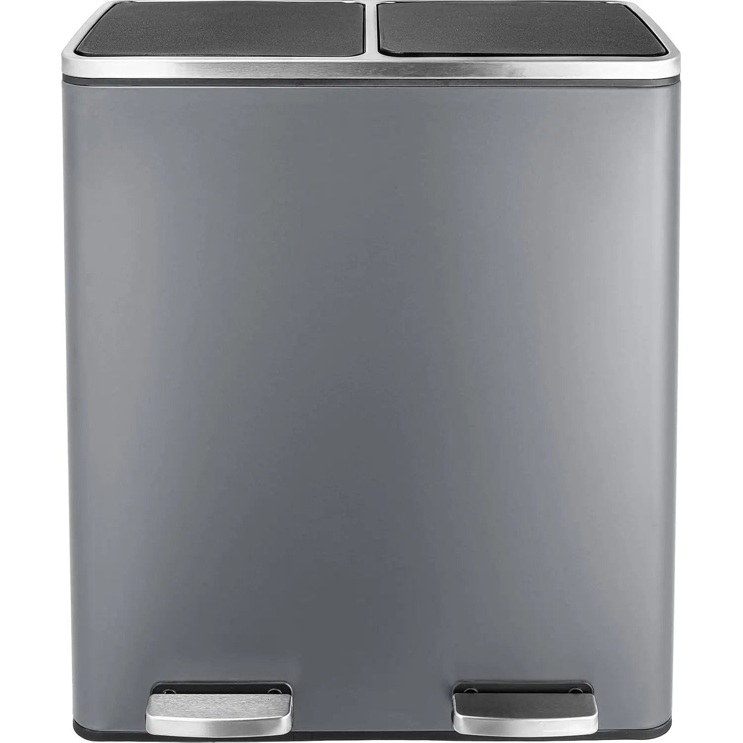 AthLike 60L(16 Gal ) Dual Trash Can Stainless Steel Kitchen Garbage Can Double Compartment Classified Rubbish Bin Airtight Grey