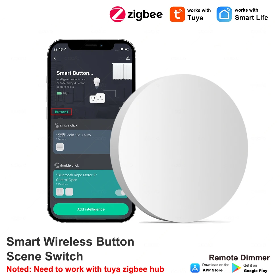 Botão Sem Fio Tuya Zigbee Interruptor De Cena Inteligente, Controlador De Cenário De Automação, Gadgets De Vida Inteligente, Precisa O Gateway Zigbee