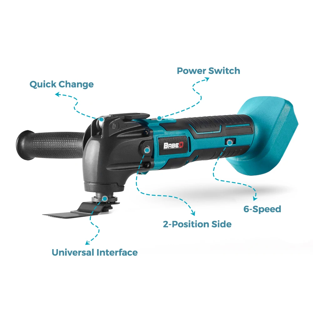 BABEQ 18V Brushless Oscillating Multi Function Tool 6 Gears Cordless Electric Trimmer/Shovel/Cutting Saw Decoration Power Tools