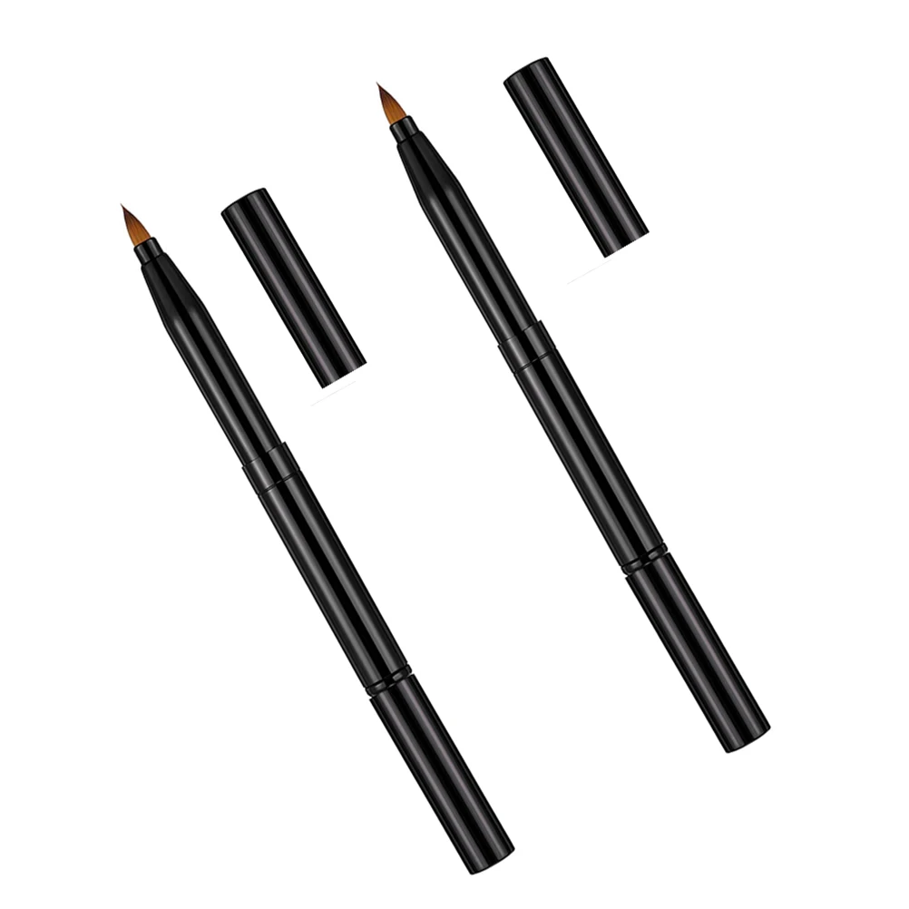 

2Pcs Double-Ended Dual-Purpose Makeup Brush Retractable Type Lip Eyeliner Concealer Smooth Handle Brush