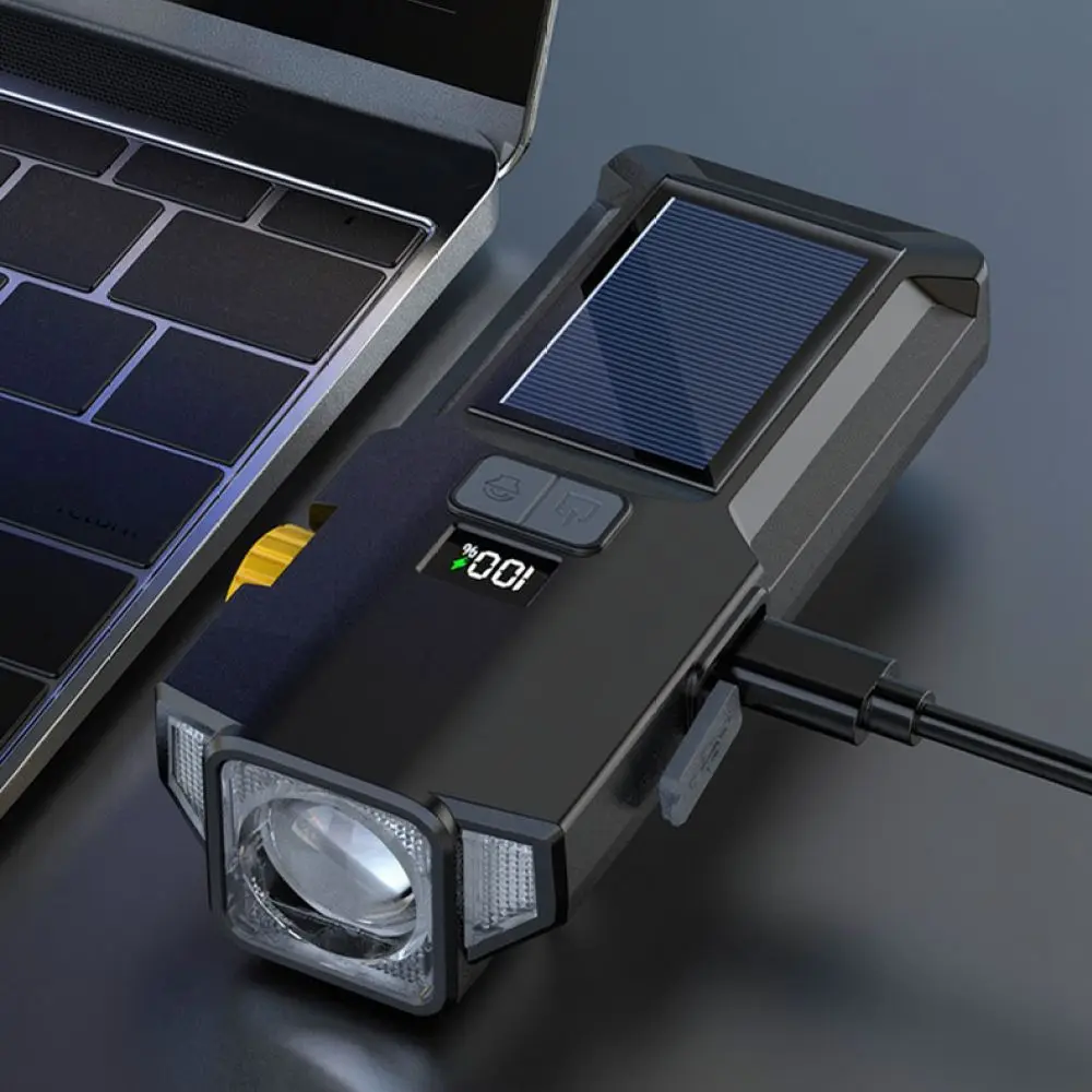 Portable Solar Bicycle Light LED Cycling Front Headlight Anti Glare Safety Lamp For Mountain Road Bike Night Ride
