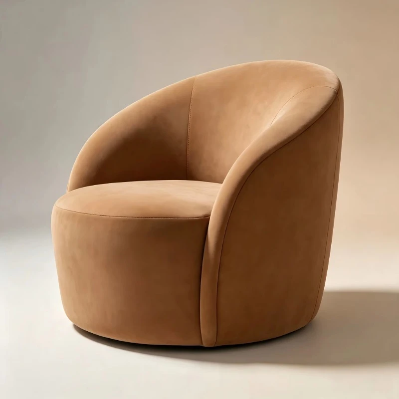 Interior furniture Leisure single upholstered wood base swivel chair