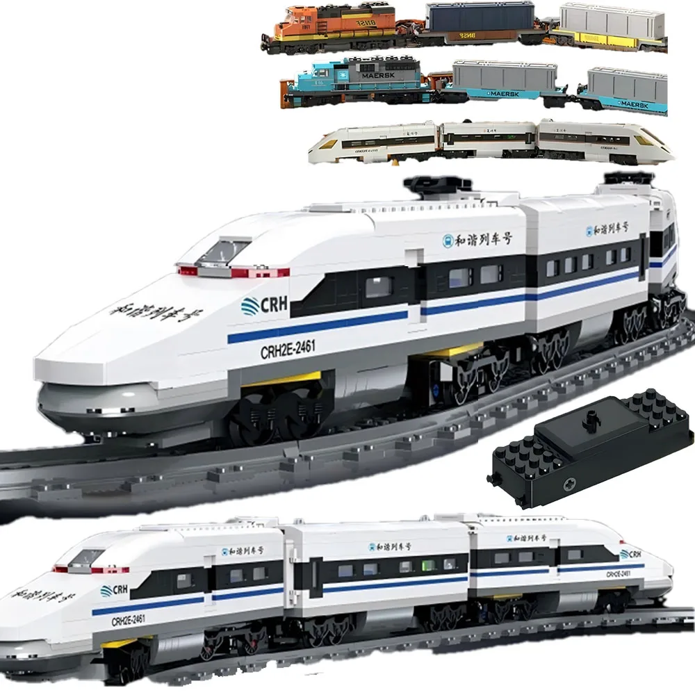 Ciudad de potencia técnica ferrocarril de alta velocidad Fuxing Hexie Maersk Burlington tren eléctrico juguetes de bloques de construcción para niños ladrillos regalos
