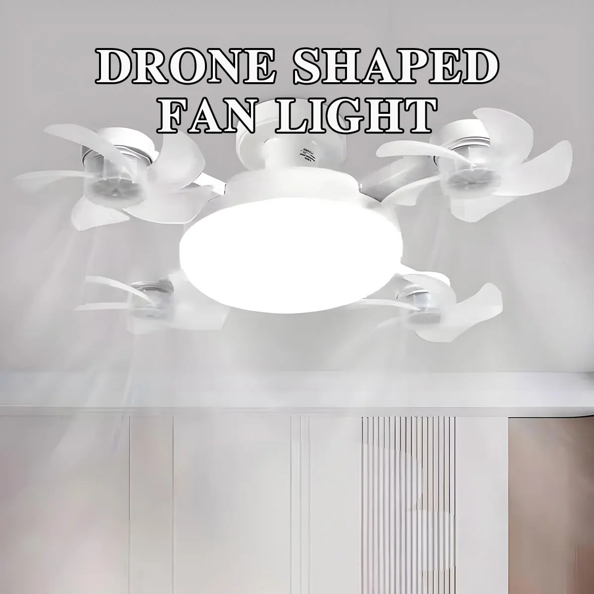 

Living Room Drone shape Ceiling Fan Light, High Wind Power, Silent Home Use Eye Protection Energy-Saving Electric Fan Lamp