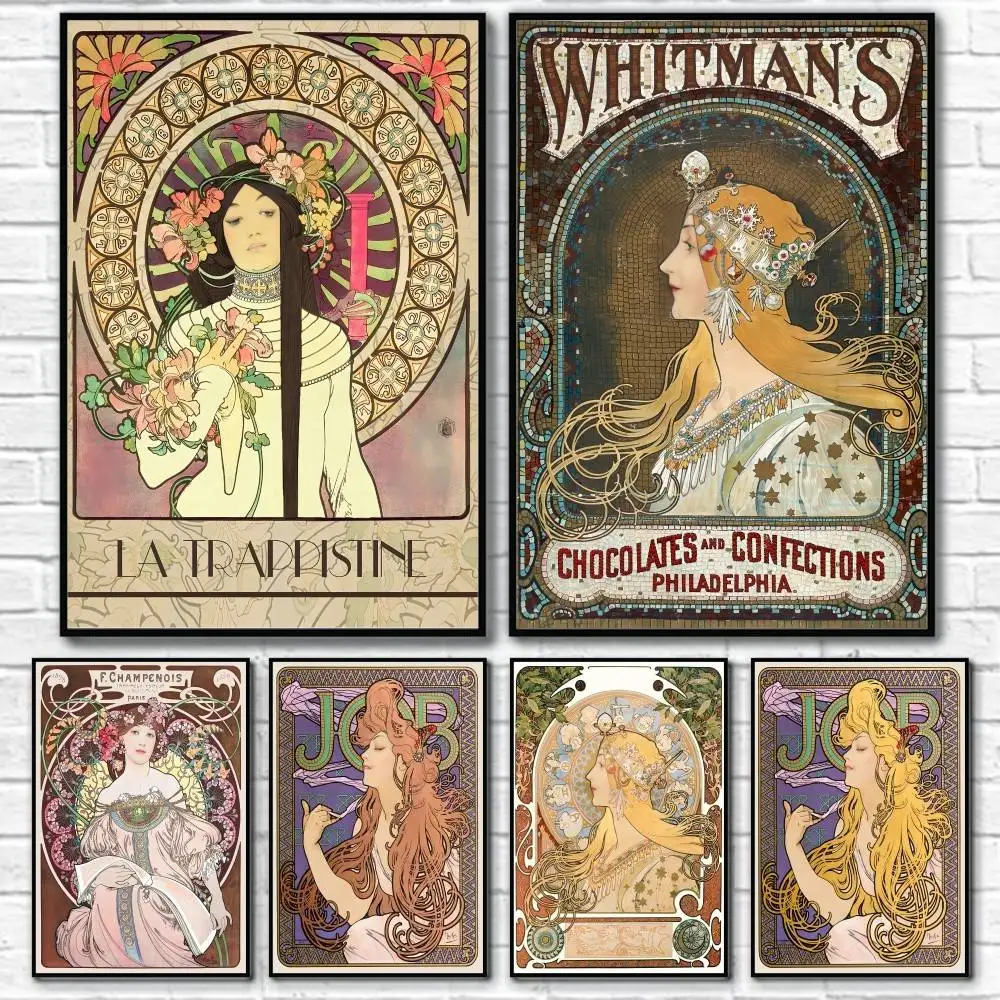 

Artist Ins A-ALFONS MUCHA Poster Home Living Bed Room Bar Hallway Sticky Wall Art Printing Waterproof Aesthetic Decor