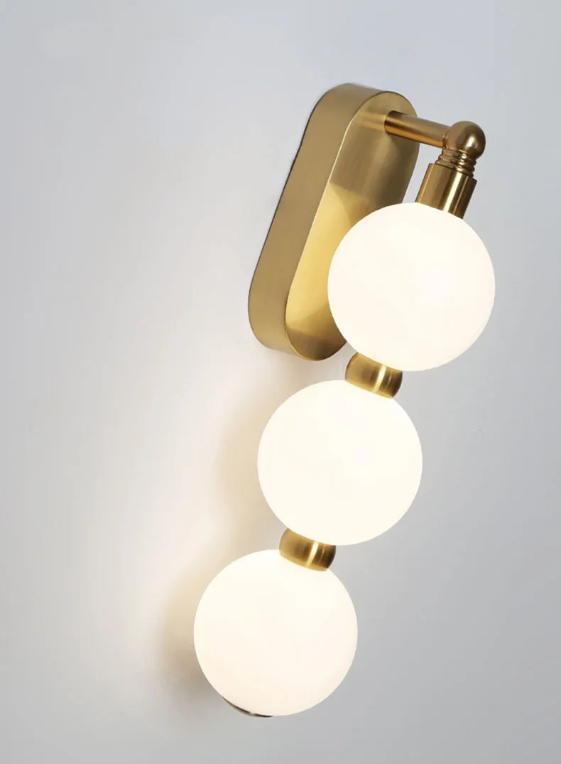 White Acrylic Ball Wall Lights Changeable Dimming Gold Metal