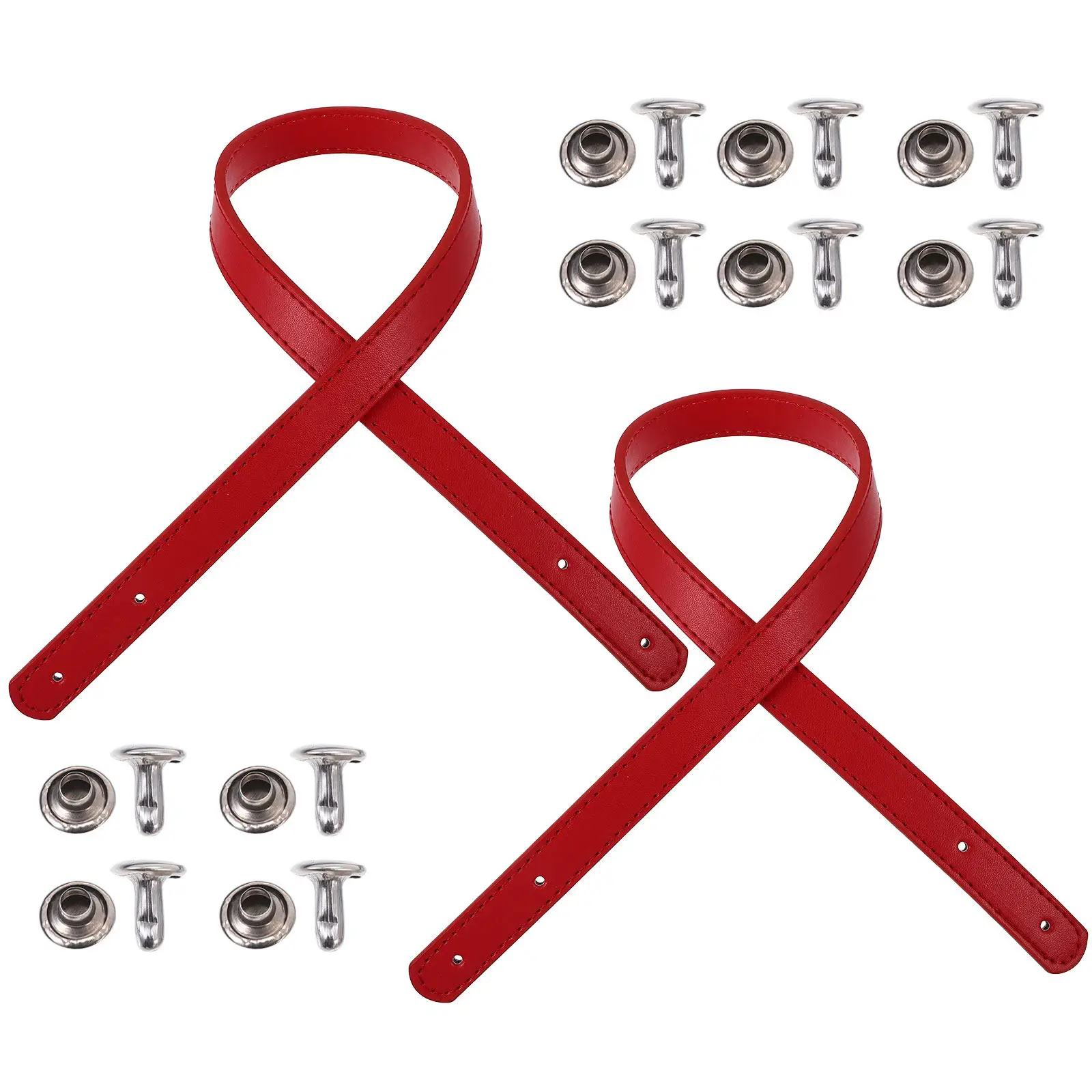 2Set DIY Rivet PU Handbag Straps Replacement Lightweight Comfortable Shoulder Bag Belt Accessories for Tote Purse
