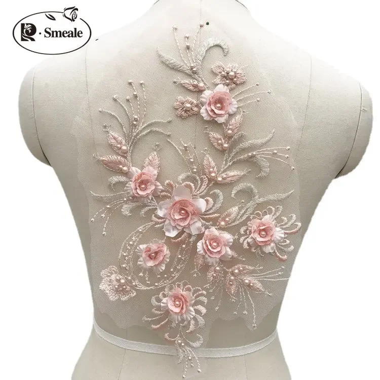 2pcs/lot New fashion Embroidery beaded Sequins Lace Flower,Children\'s Dress, Costume, DIY Lace Accessories 36*21cm RS1868