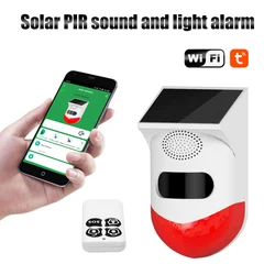 Motion Sensor Tuya Smart Life Home Alarm Pir Sensor WiFi Solar Powered Detector 120dB Alarm Outdoor Waterproof Strobe Siren