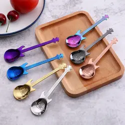 Guitar Shaped Coffee Spoon Stainless Steel Stirring Teaspoon Creative Dessert Ice Cream Scoop Flatware Drinking Tools