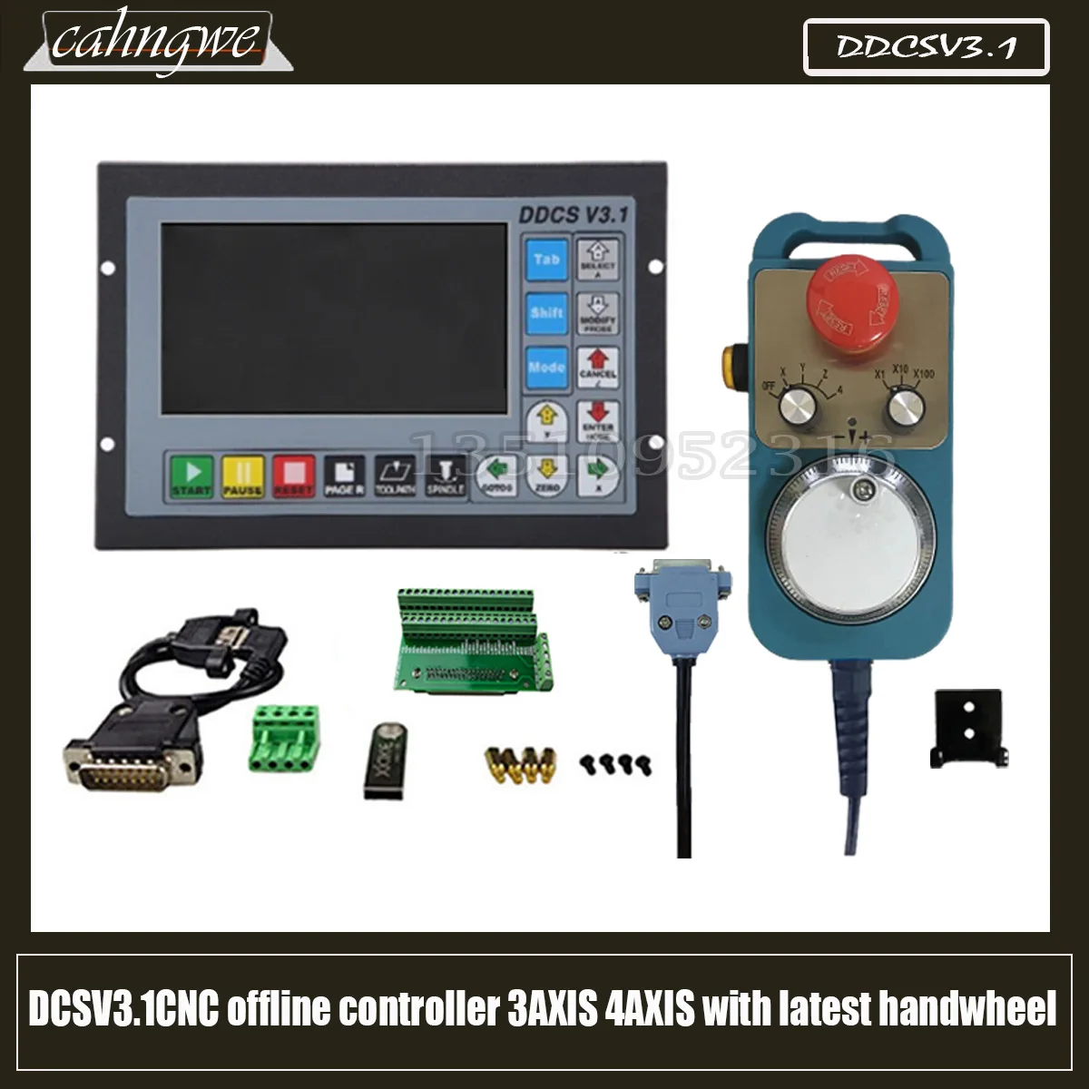 Ddcsv3.1 Cnc Independent Controller Kit 3/4 Axis Motion Control System G Code With Emergency Stop Electronic Handwheel Mpg