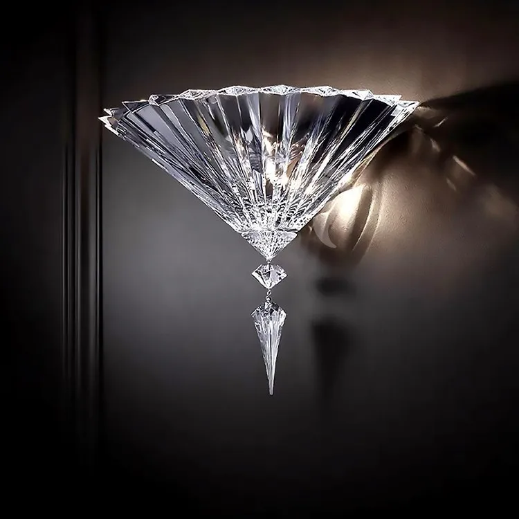 

REVEN American Style Luxury Crystal Chandelier with Sector Design Dimmable LED Wall lamp Lustre for Hallway bedroom