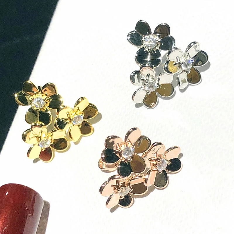 

New S925 Sterling Silver Clover Petal Earrings for Women's Sweet Fashion Jewelry Party Gift