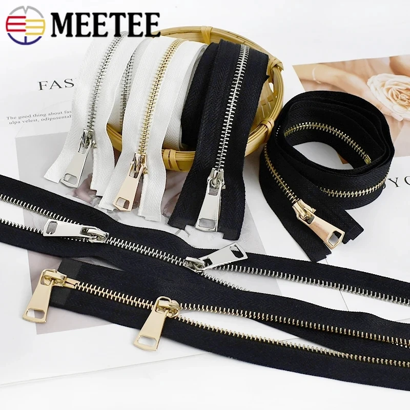 1Pc 5# 60-150cm Metal Zippers for Sewing Double Slider Jacket Zipper Down Coat Zips Repair Kit DIY Replacement Accessories