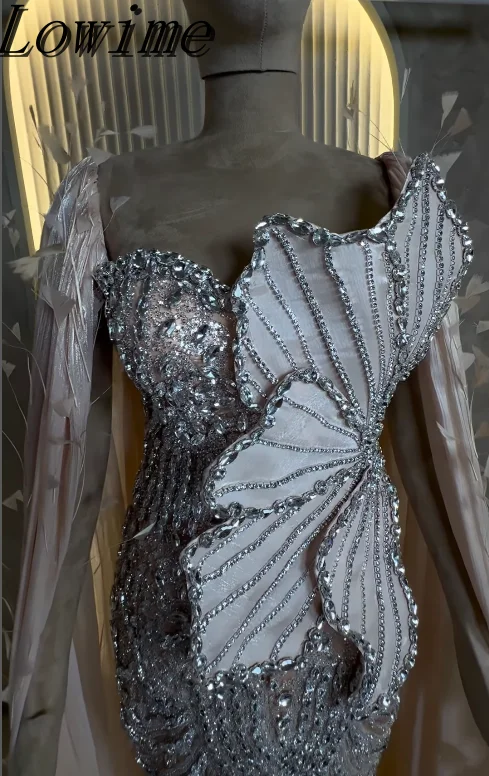 Elegante 3D geplooide sprankelende zware kralen galajurken voor huwelijksverjaardag 2026 prachtige lange zeemeermin feestjurk op maat