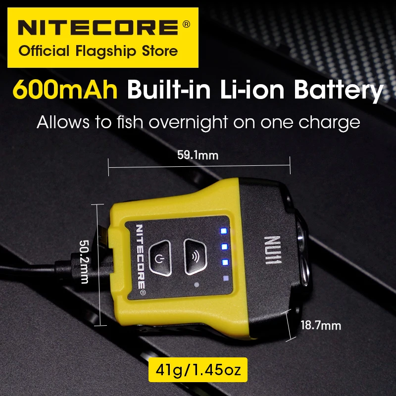 Nitecore Clip-on Cap Light, Sensor de Movimento IR Inteligente, Ângulo Ajustável de 90 °, Bateria Embutida, Pesca Noturna, Trekking, NU11