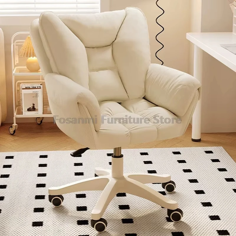 Уютный мягкий компьютерный стул для домашнего туалетного столика, спальни, вращающийся настольный стул с регулируемой высотой, двухслойный офисный стул с утолщенной спинкой