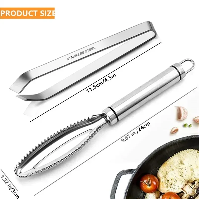 1/2pcs Fish scale cleaner Scraper Stain fish scale scraper tweezers tool Fish scale scraper  Kitchen accessories