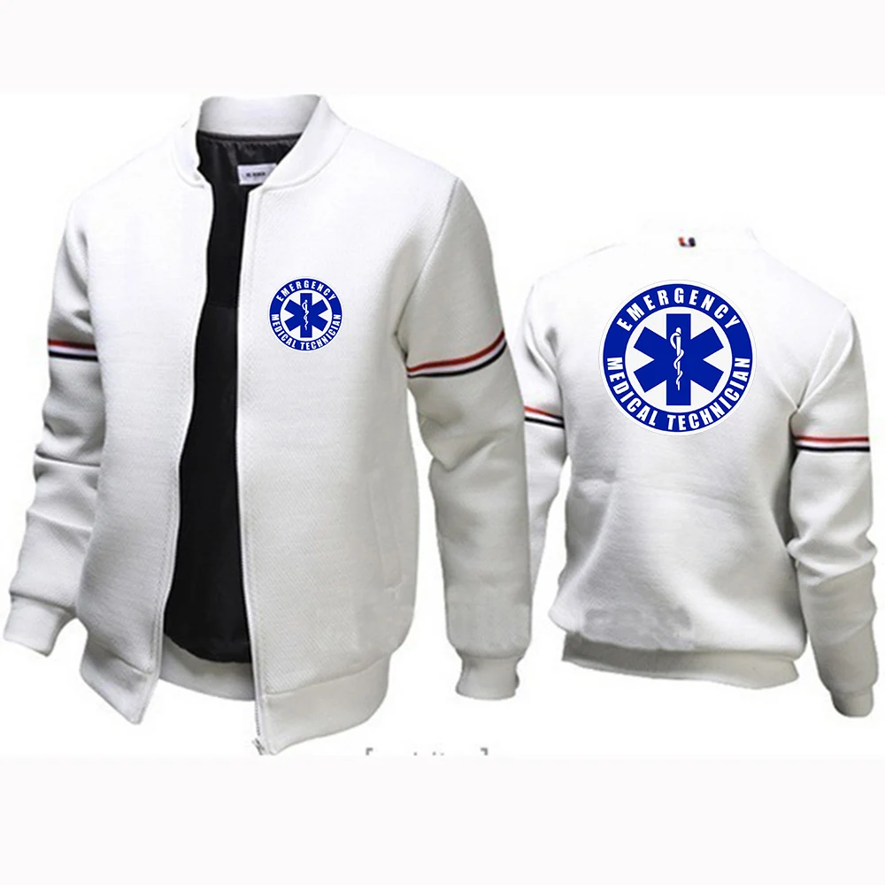 EMT Emergency Ambulance 2024 Men's Spring and Autumn New Zipper Flight Jacket Casual Fashion Outdoors Sports Round Neck Coat