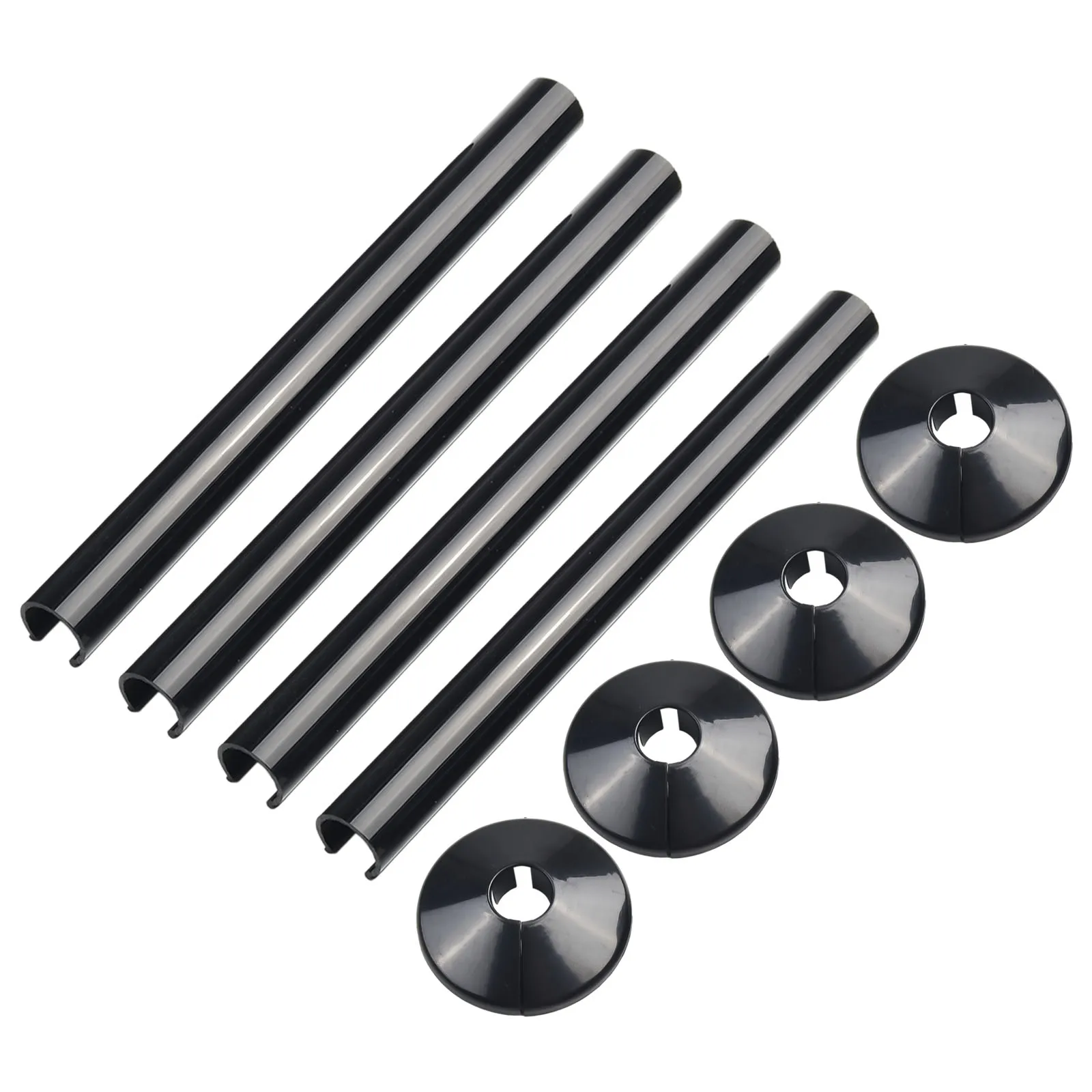 8pcs Pipes Radiator Pipe Covers Sleeve 15mm Collars Cut Fit Bathroom Chrome Hole Ring With Pipe Fittings Tool  Accessories