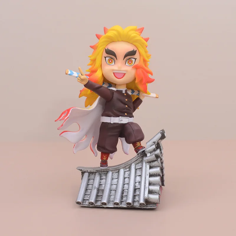 17cm anime demon slayer rengoku kyoujurou q versão postura de pé figura de ação pvc modelo brinquedos decoração de mesa carro ornamento presentes