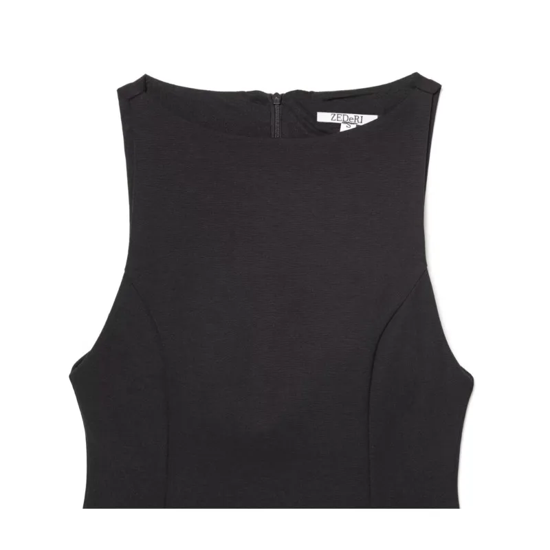 เดรสสั้นผู้หญิง แต่งโบว์หลากสี คอกลม แขนกุด ชายกระโปรงผ่าข้าง ทรงเข้ารูป สไตล์ชิค แฟชั่นไฮสตรีท