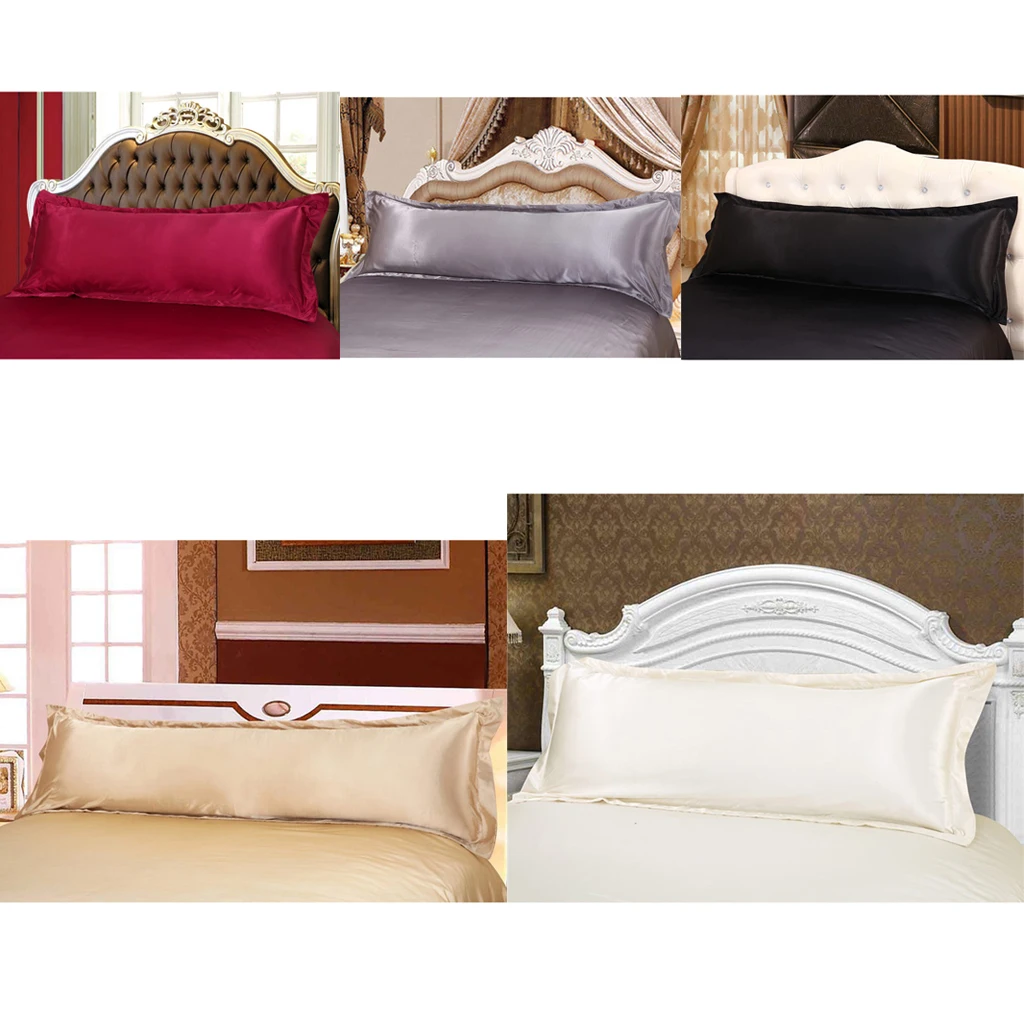 Silk Long Body Pillowcase Breathable Polyester Body Pillow Cover Elegant Bed Pillowcase for House Linen Decor