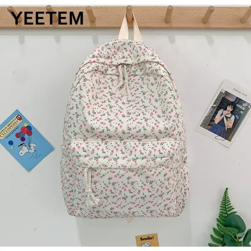 

Женский рюкзак с принтом цветов, весенний японский школьный рюкзак на молнии, студенческий повседневный универсальный летний минималистичный рюкзак