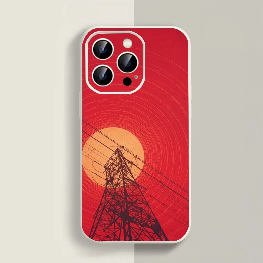 City red Sky Phone Case For Iphone 11 13 14 15 16 Pro Max X Xr Xs Max Se2020 12mini White Cover Case