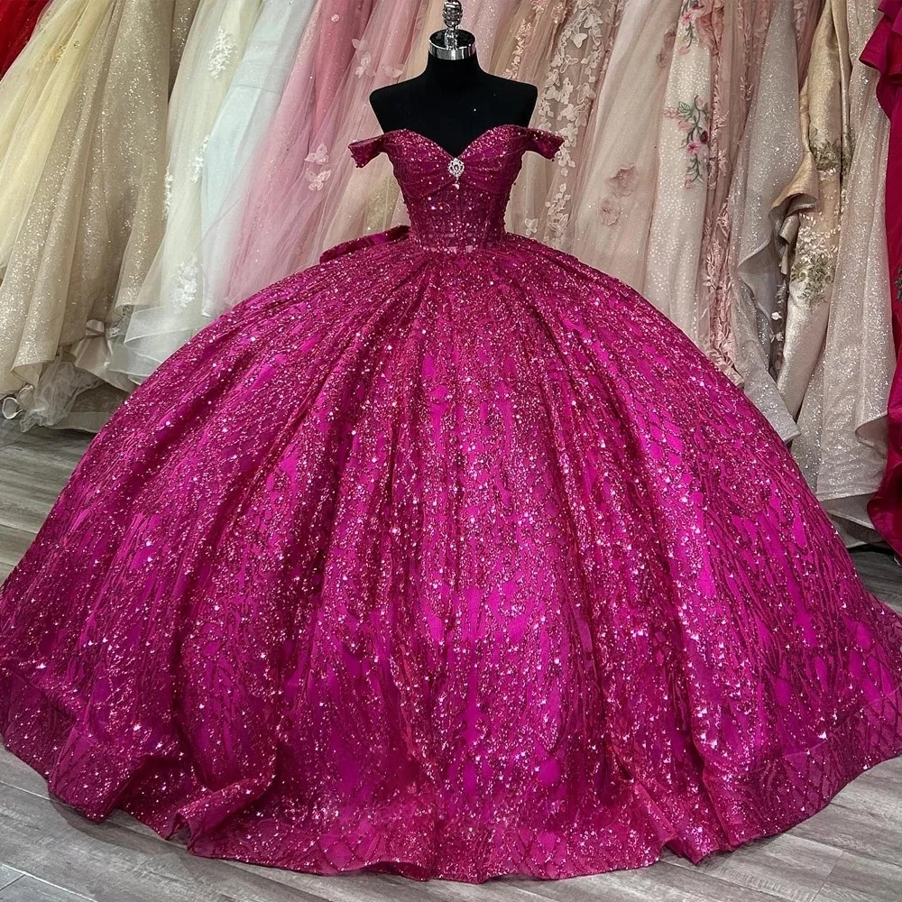 Champagne Charro Quinceanera Dresses Ball Gown Off The Shoulder Sparkly Mexican Sweet 16 Dresses 15 Anos Customized