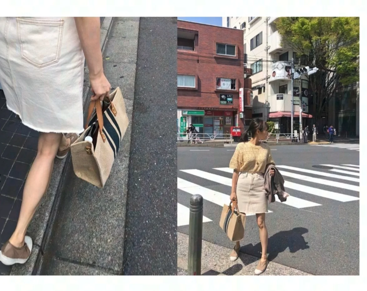 2026 New Striped Canvas Tote Bag Women Large Capacity Ins Office Commute Laptop Hand Shoulder Bag view 6