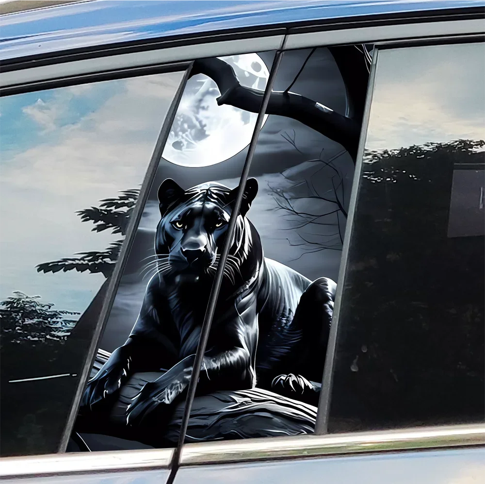 

Leopard and Moon Car Stickers Auto B Pillar Waterproof Sunscreen Decor Cover Scratches Car Doors Pillar Vinyl Decals Accessories
