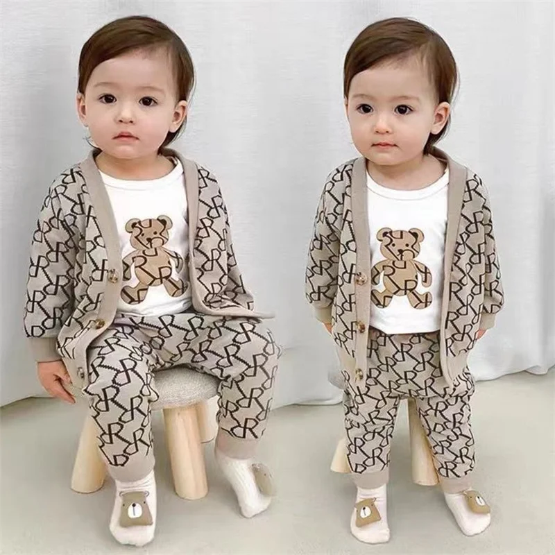 Primavera autunno bambini ragazzi vestiti Set Cardigan stampato top cappotto + pantaloni Harem 2 pezzi Set di abbigliamento Casual per bambini