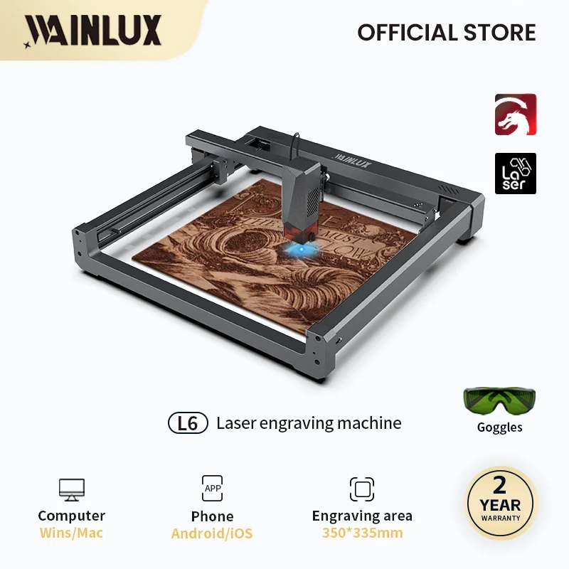 WAINLUX Laser Engraver L6 10W With Air Assist Kits High Accuracy CNC DIY Machine Phone APP Control Carpentry Tools Laser Marker