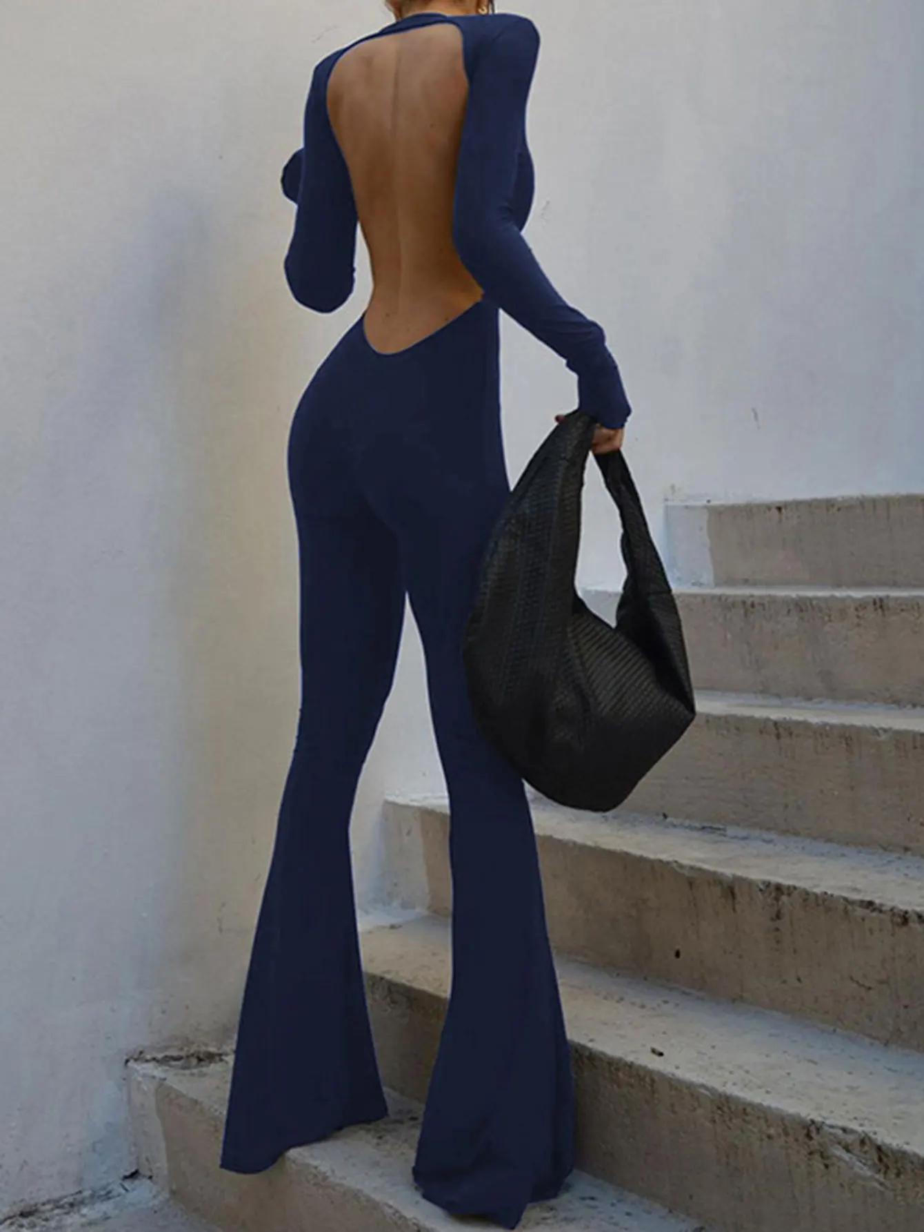 Casual Fitting Round Neck Jumpsuit Decorative Element Absent Women's Bottom Wear Ensemble Style