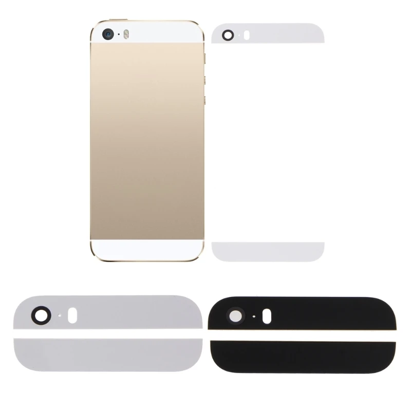 Top and Bottom Back Glass Replacement Panel For iPhone 5 5s SE Black Or White Color with 3m Adhesive Tape