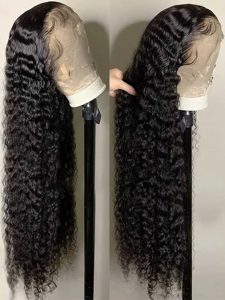 

40-46 дюймов, 13x4, 13x6, HD, глубокая волна, парик с кружевной передней частью, бразильские, безклеевые, 7x5, парики из натуральных волос Jerrly Curly Water Wave для женщин, 300%