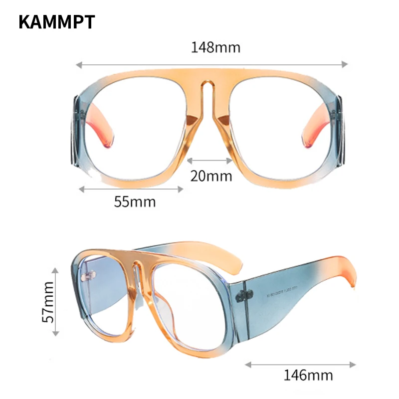 Kammpt óculos redondos de grandes dimensões feminino 2024 novo em bloqueio de luz azul óculos ins design de marca na moda sem prescrição