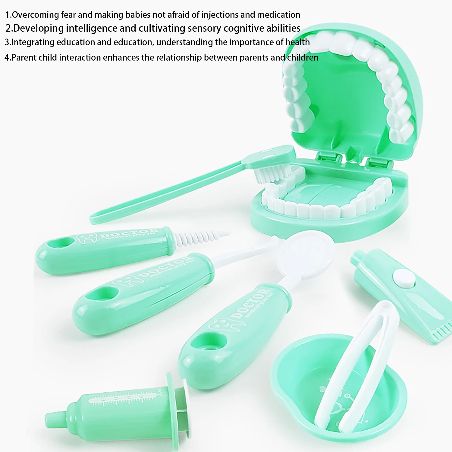 مجموعة طبيب الأسنان المحاكاة، لعبة طبيب المنزل، لعبة التعليم المبكر، لعبة محاكاة لتنظيف وتغليف الفم، مجموعة مكونة من 9 قطع