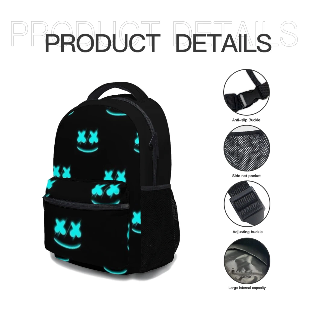 Marshmellow DJ New Female Fashion girls High Capacity Waterproof College Backpack Trendy Girls Laptop School Bags 17inch ﻿ ﻿